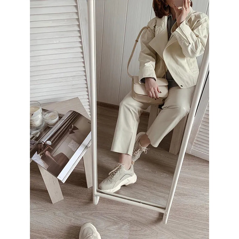 BeauToday Chunky Sneakers Women Mesh Leather Platform Shoes Mixed Colors Lace-Up Lady Trendy Trainers Thick Sole Handmade 29401  DailyAlertDeals