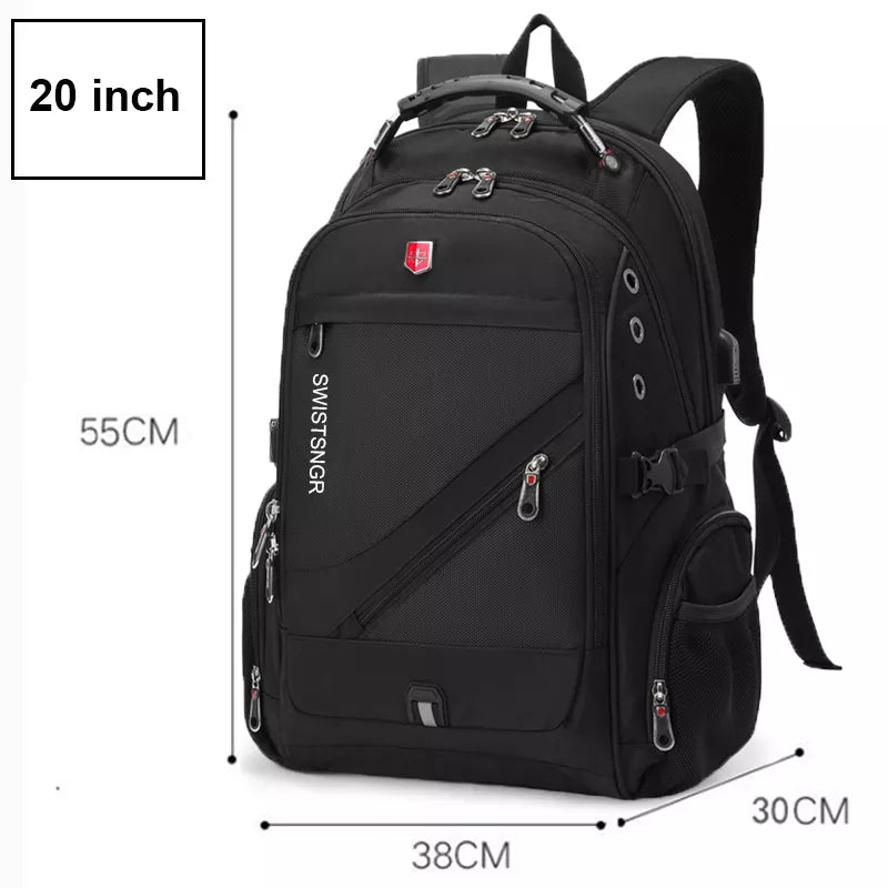 2023 Waterproof 17 Inch Laptop Backpack Men USB Charging Travel Backpack Women Oxford Rucksack Male Vintage School Bag Mochila  DailyAlertDeals Black-20 inch China
