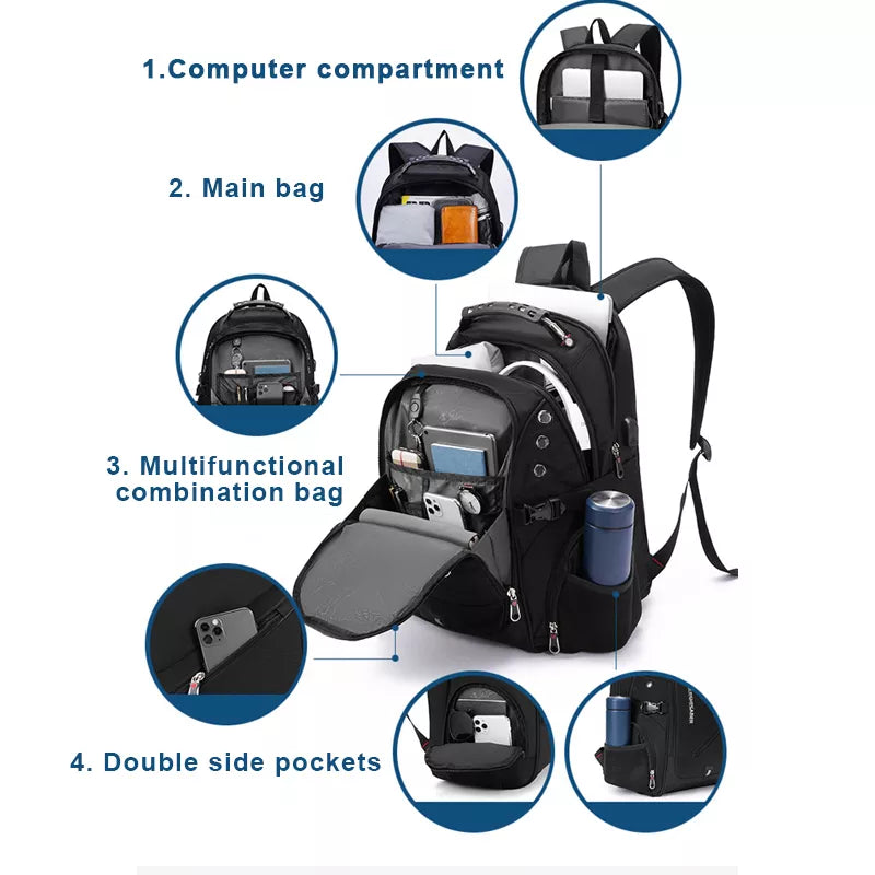 2023 Waterproof 17 Inch Laptop Backpack Men USB Charging Travel Backpack Women Oxford Rucksack Male Vintage School Bag Mochila DailyAlertDeals