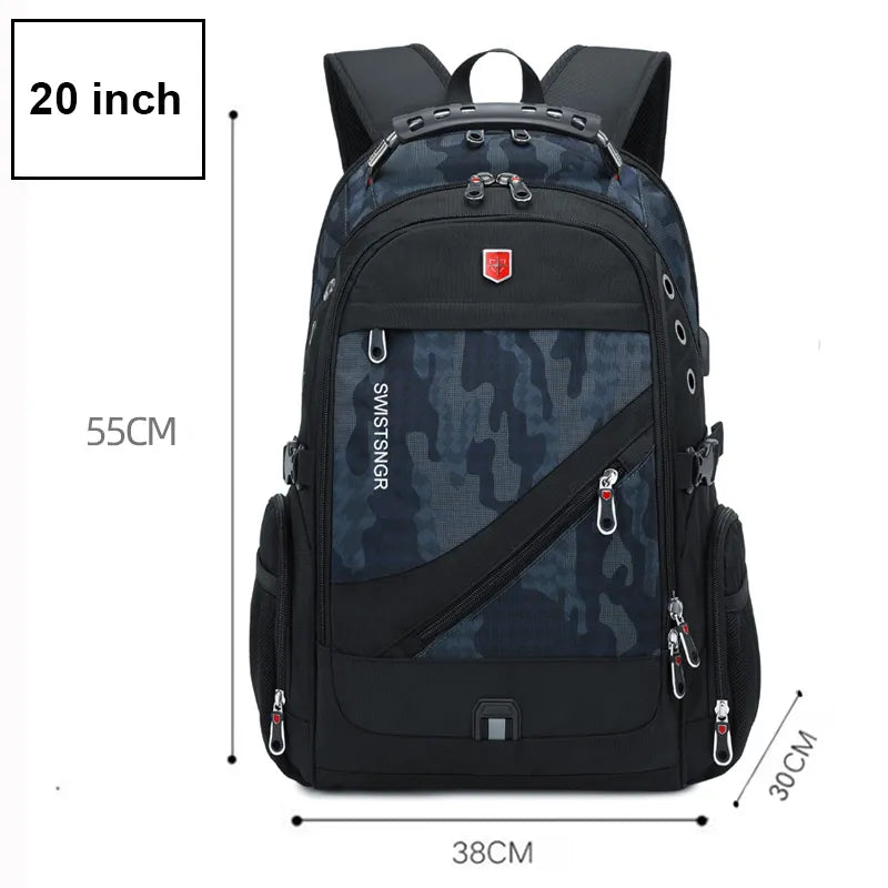 2023 Waterproof 17 Inch Laptop Backpack Men USB Charging Travel Backpack Women Oxford Rucksack Male Vintage School Bag Mochila  DailyAlertDeals Camouflage-20 inch China