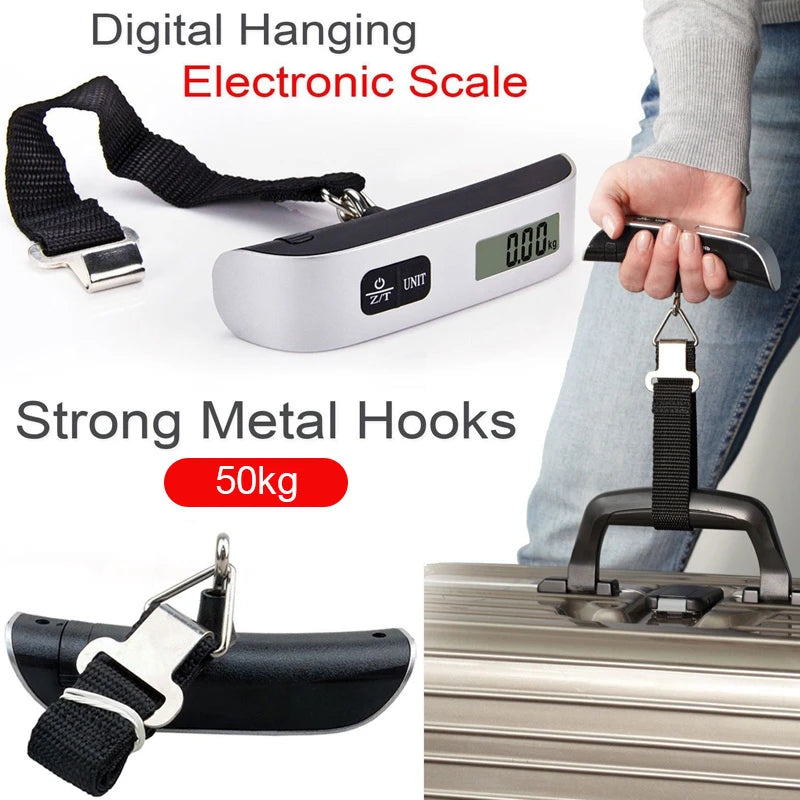 Portable Scale Digital LCD Display 110lb/50kg Electronic Luggage Hanging Suitcase Travel Weighs Baggage Bag Weight Balance Tool DailyAlertDeals