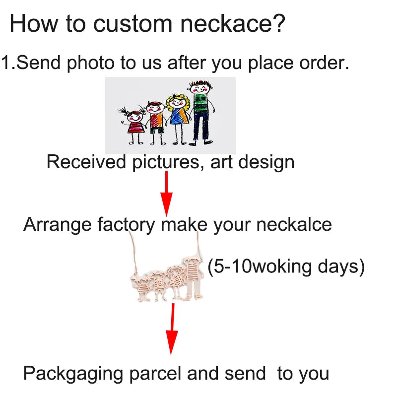 Customized Children's Drawing Necklace Kid's Art Personalized Draw Bracelet Key chain Custom Design Name LOGO Pendant Gift DailyAlertDeals