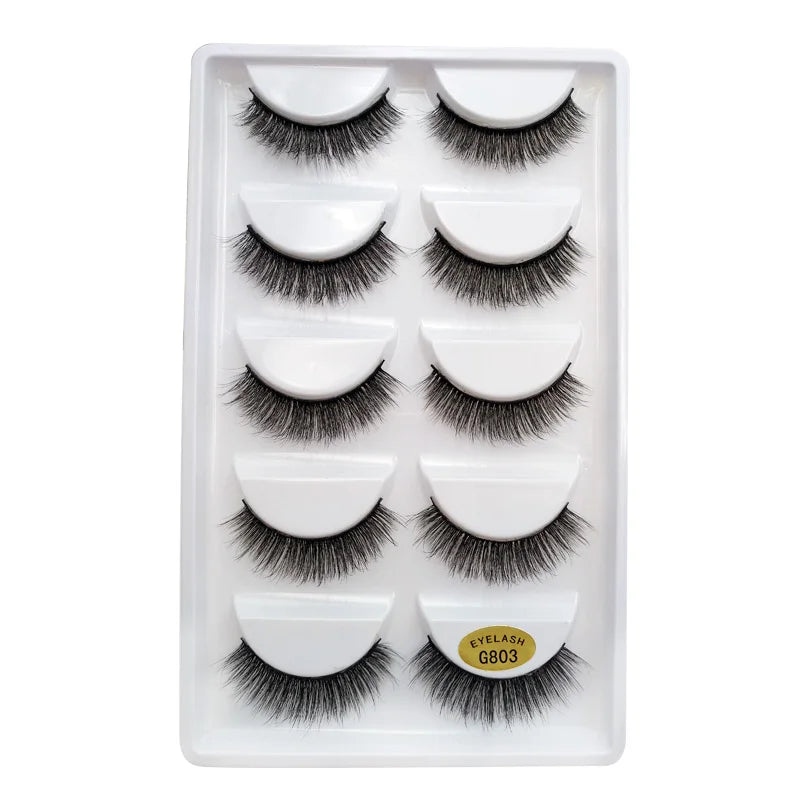 5/10/20/30/50 Boxes 5 Pairs Natural 3D Mink False Eyelashes Makeup Fake Eye Lashes Faux Cils Make Up Beauty Wholesale Lashes H13 DailyAlertDeals G803 5 Boxes