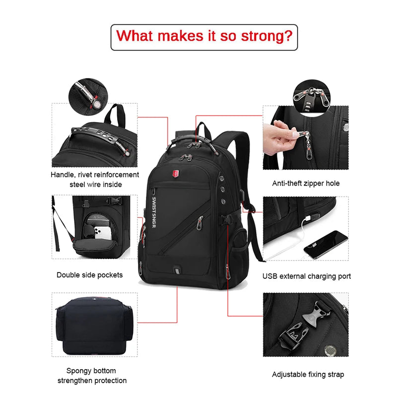 2023 Waterproof 17 Inch Laptop Backpack Men USB Charging Travel Backpack Women Oxford Rucksack Male Vintage School Bag Mochila DailyAlertDeals