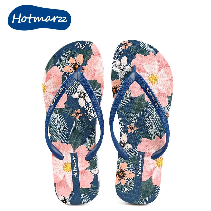 Summer Outdoor Non-Slip Bath Splint Swimming Flip-Flops DailyAlertDeals Dark Blue (Flowers Burning) 42