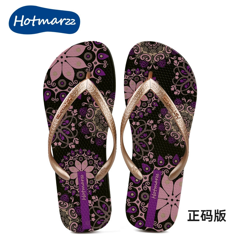 Internet Celebrity Ins Trendy Splint Seaside Large-Size Flip-Flops DailyAlertDeals Purple (positive) 35
