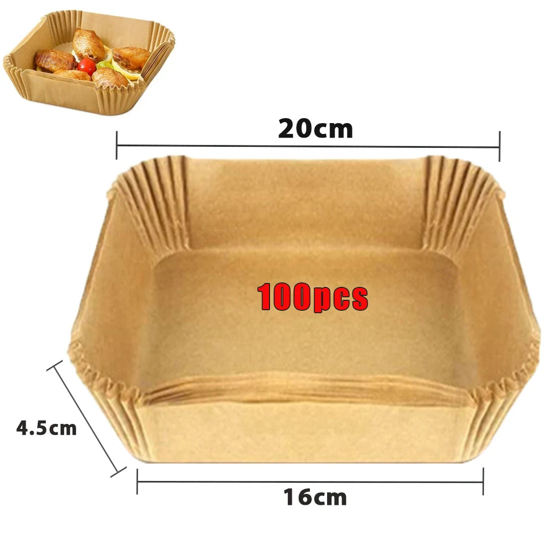 50/100Pcs Air Fryer Disposable Paper Non-Stick Airfryer Baking Papers Round Air-Fryer Paper Liners Paper Kitchen Accessories DailyAlertDeals Brown 100Pc-16cm pro