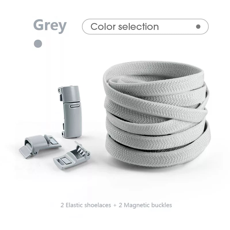 Colorful Magnetic Lock Shoelaces without ties Elastic Laces Sneakers No Tie Shoe laces Kids Adult Flat Shoelace Rubber Bands DailyAlertDeals Gray China