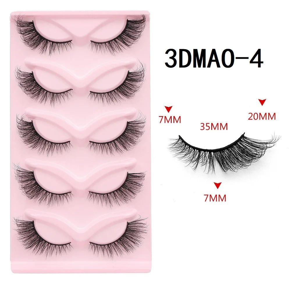 HBZGTLAD Cat eye Eyelashes 3D Natural False Lashes Fluffy Soft Cross 5 pairs Manga Lashes Wispy Natural Eyelash Extension Makeup DailyAlertDeals 5pairs-MA04