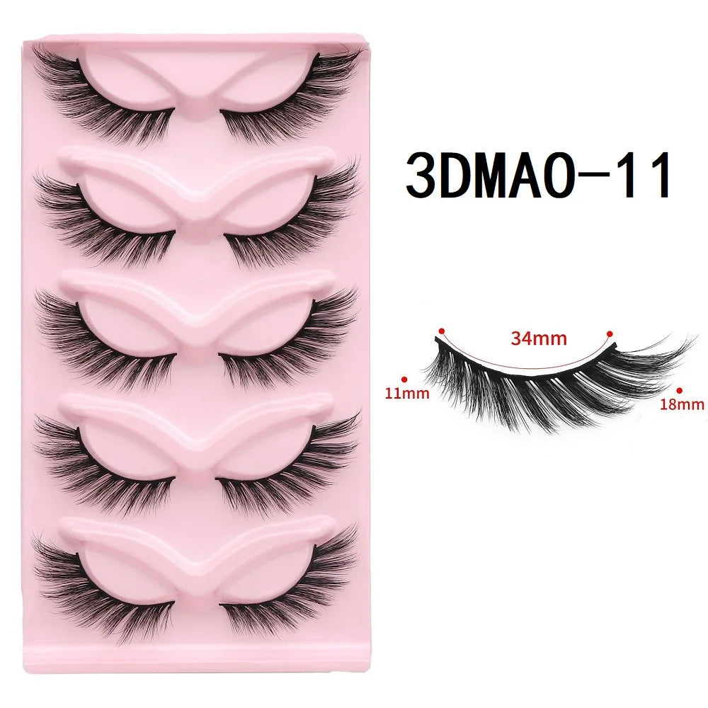 HBZGTLAD Cat eye Eyelashes 3D Natural False Lashes Fluffy Soft Cross 5 pairs Manga Lashes Wispy Natural Eyelash Extension Makeup DailyAlertDeals 5pairs-MA011