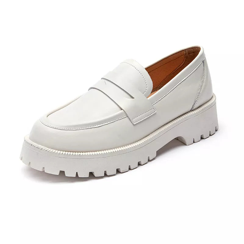 AIYUQI Spring Shoes Female British Style Thick-soled College Style Casual Loafers Genuine Leather Fashion Shoes Girls WHSLE MTO  DailyAlertDeals beige 34