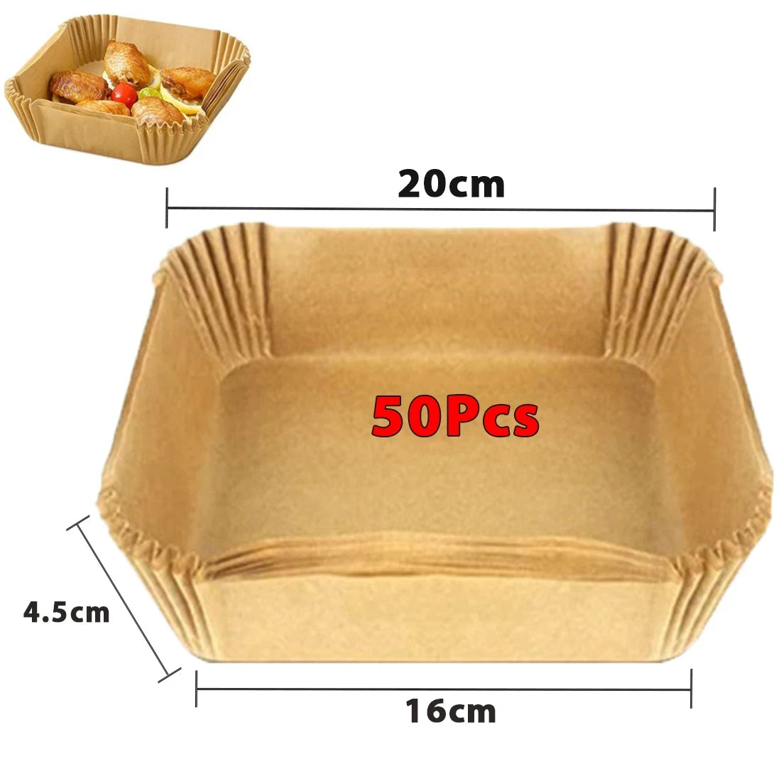 50/100Pcs Air Fryer Disposable Paper Non-Stick Airfryer Baking Papers Round Air-Fryer Paper Liners Paper Kitchen Accessories DailyAlertDeals Brown 50Pcs-16cm pro