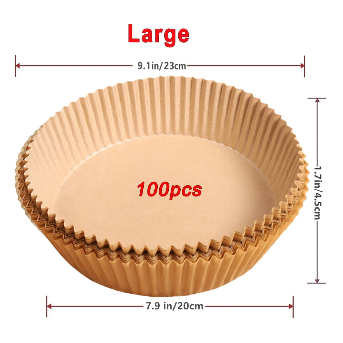 50/100Pcs Air Fryer Disposable Paper Non-Stick Airfryer Baking Papers Round Air-Fryer Paper Liners Paper Kitchen Accessories DailyAlertDeals Brown 100Pcs-20cm