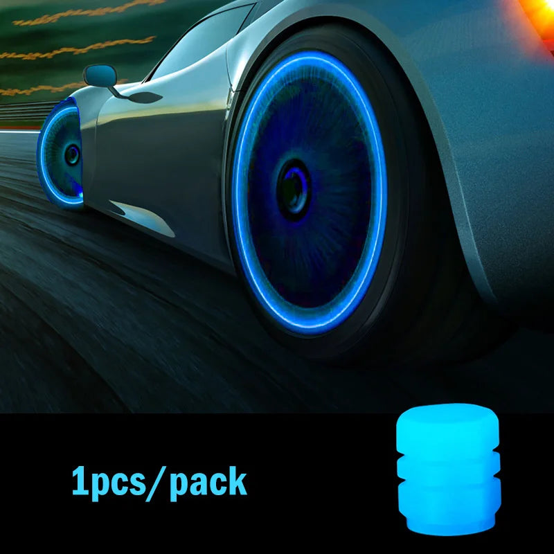 4/16pcs Luminous Valve Caps Car Fluorescent Tire Valves Cap Glow In The Dark Car Motorcycle Bike Wheel Plug Tyre Hub Cover Decor  DailyAlertDeals Blue - 1pc