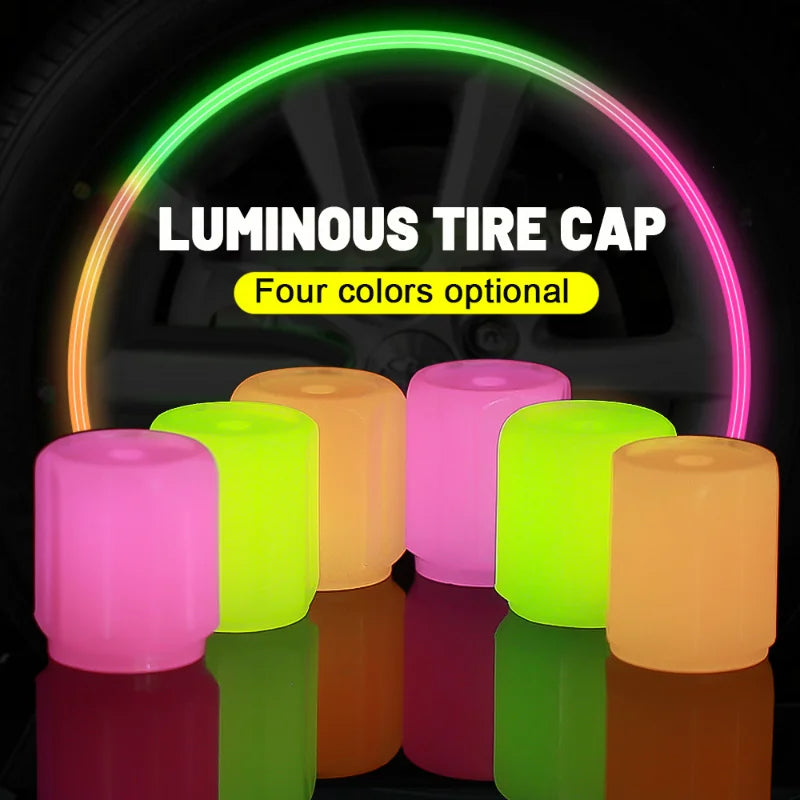4/16pcs Luminous Valve Caps Car Fluorescent Tire Valves Cap Glow In The Dark Car Motorcycle Bike Wheel Plug Tyre Hub Cover Decor  DailyAlertDeals