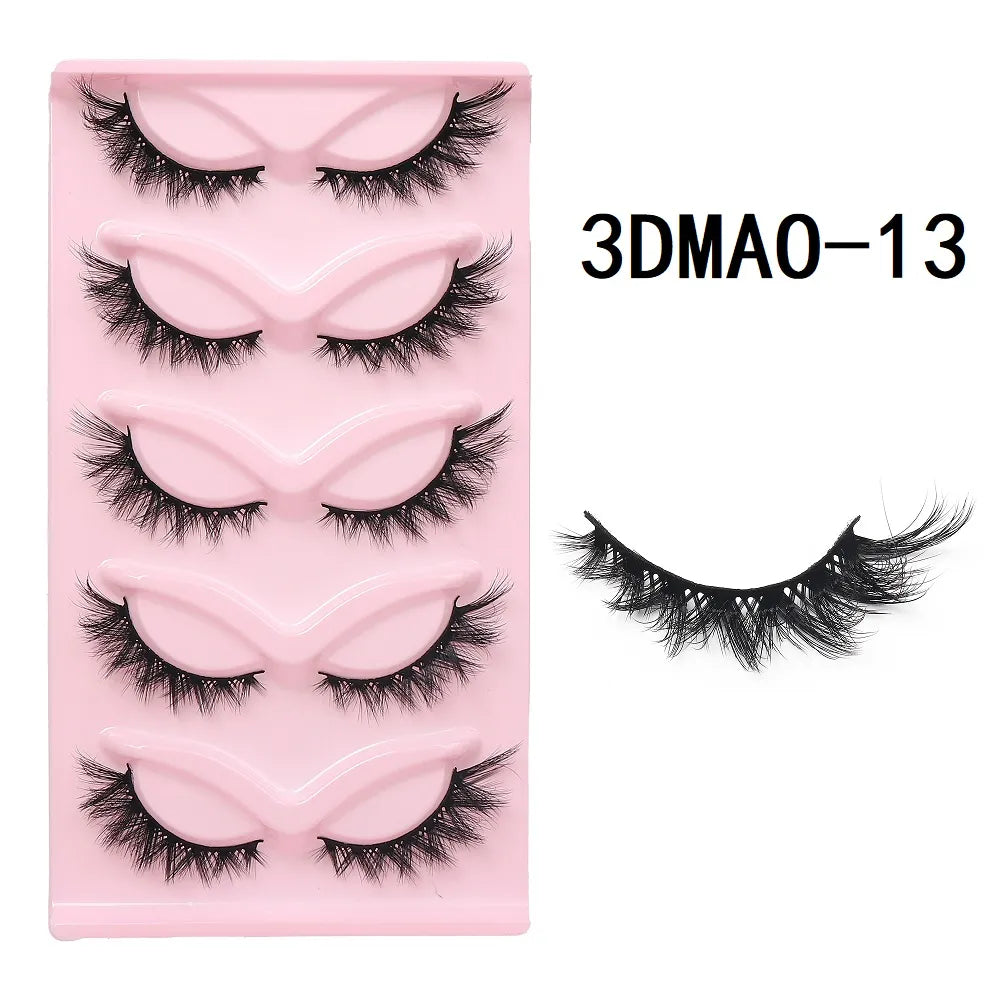 HBZGTLAD Cat eye Eyelashes 3D Natural False Lashes Fluffy Soft Cross 5 pairs Manga Lashes Wispy Natural Eyelash Extension Makeup DailyAlertDeals 5pairs-MA13