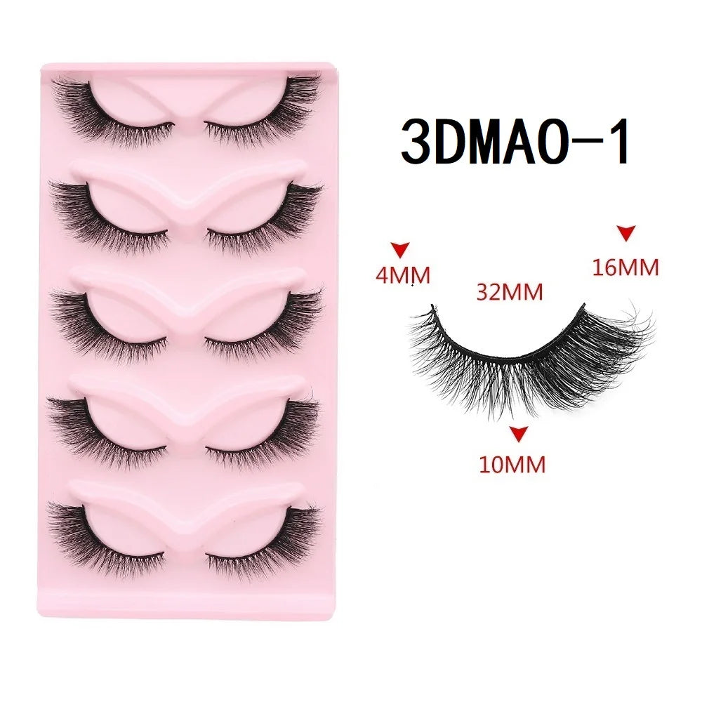 HBZGTLAD Cat eye Eyelashes 3D Natural False Lashes Fluffy Soft Cross 5 pairs Manga Lashes Wispy Natural Eyelash Extension Makeup DailyAlertDeals 5pairs-MA01