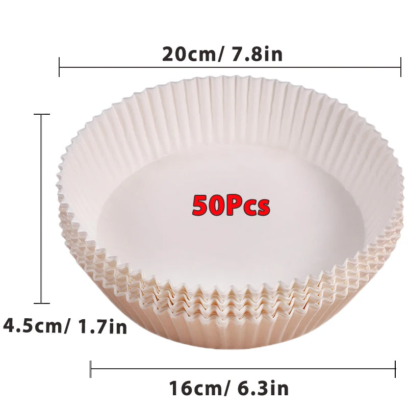 50/100Pcs Air Fryer Disposable Paper Non-Stick Airfryer Baking Papers Round Air-Fryer Paper Liners Paper Kitchen Accessories DailyAlertDeals White 50Pcs-16cm
