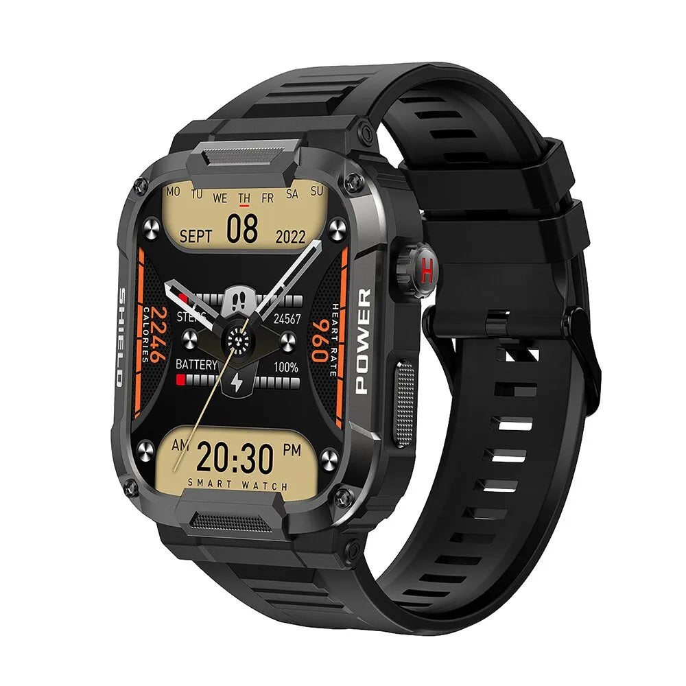 MELANDA 1.85 Outdoor Military Smart Watch Men Bluetooth Call Smartwatch For Android IOS IP68 Waterproof Sports Fitness Watches smart watch DailyAlertDeals Black