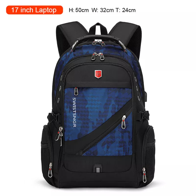 2023 Waterproof 17 Inch Laptop Backpack Men USB Charging Travel Backpack Women Oxford Rucksack Male Vintage School Bag Mochila DailyAlertDeals Camouflage blue China