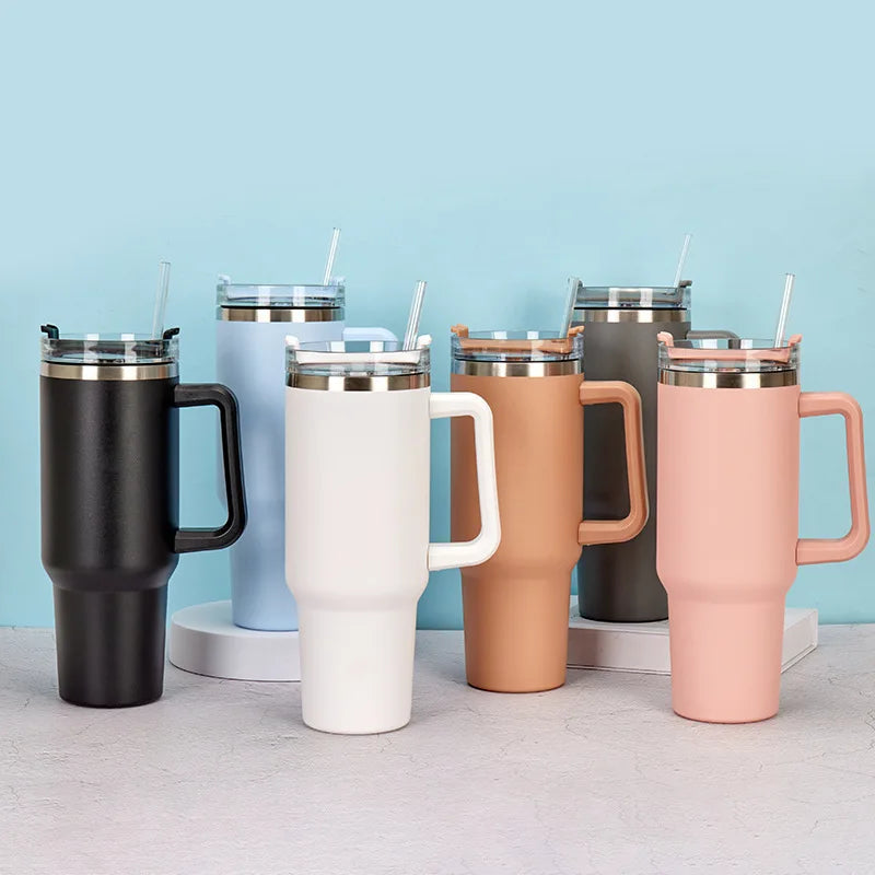 1PC Bingba Cup Car Large Capacity Portable Handle Cup Stainless Steel Insulation Cup Coffee Insulation Cup 40oz DailyAlertDeals