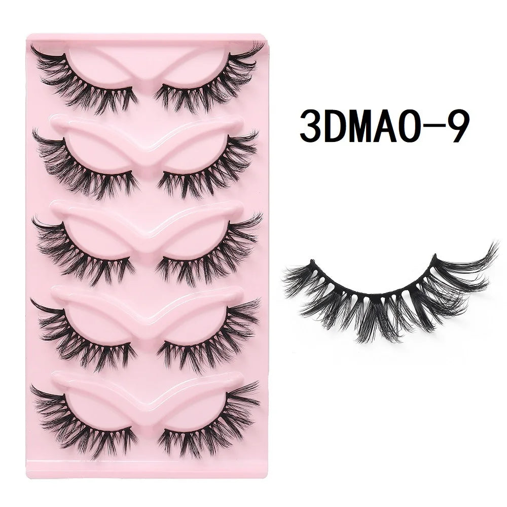 HBZGTLAD Cat eye Eyelashes 3D Natural False Lashes Fluffy Soft Cross 5 pairs Manga Lashes Wispy Natural Eyelash Extension Makeup DailyAlertDeals 5pairs-MA09