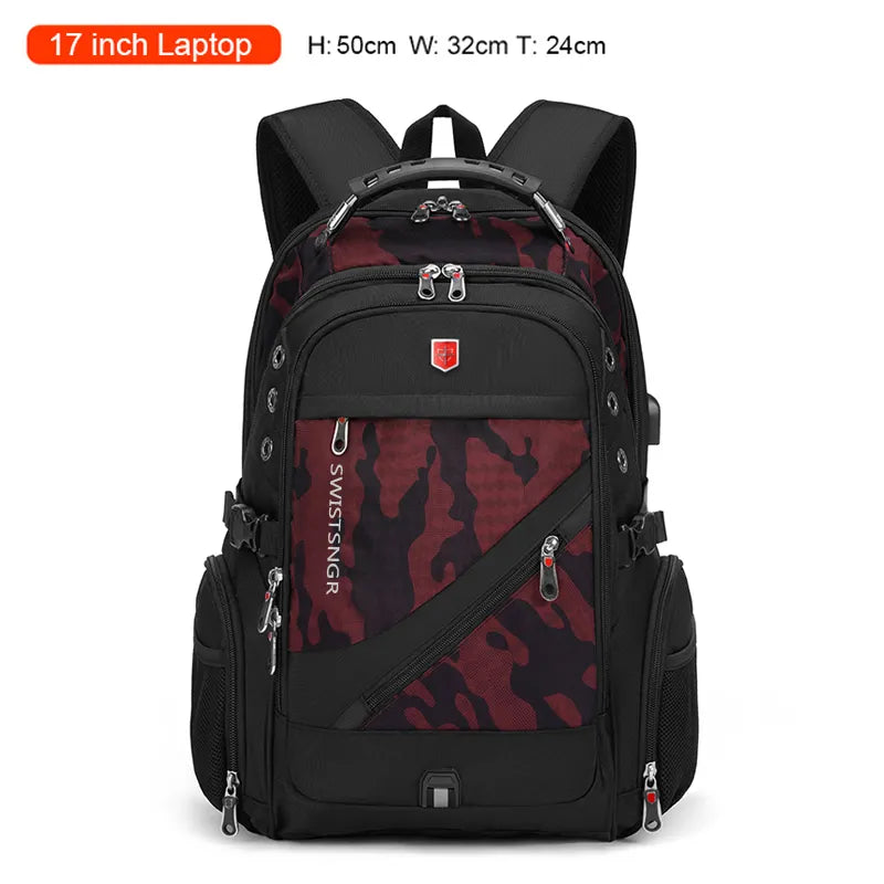 2023 Waterproof 17 Inch Laptop Backpack Men USB Charging Travel Backpack Women Oxford Rucksack Male Vintage School Bag Mochila DailyAlertDeals Camouflage red China