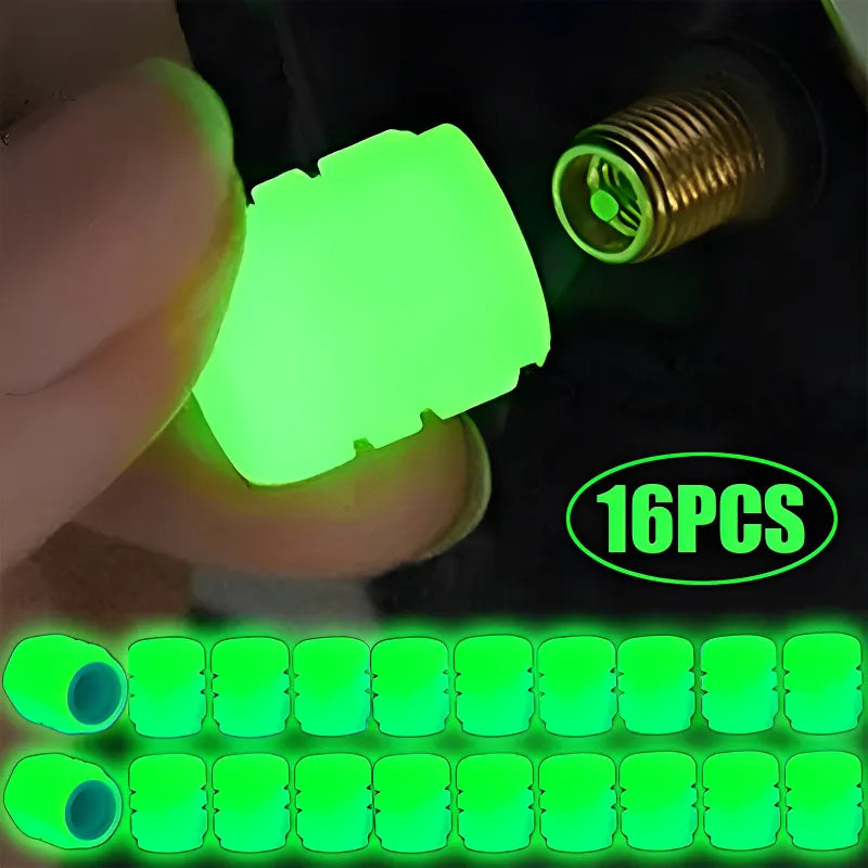 4/16pcs Luminous Valve Caps Car Fluorescent Tire Valves Cap Glow In The Dark Car Motorcycle Bike Wheel Plug Tyre Hub Cover Decor  DailyAlertDeals