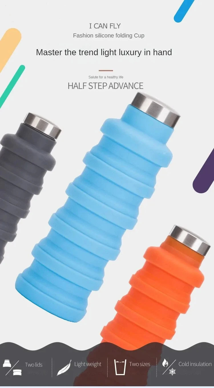 1pc Collapsible Water Bottle, Reuseable BPA Free Silicone Foldable Bottles Portable Hiking Cup For Outdoor Mountaineering Tours DailyAlertDeals