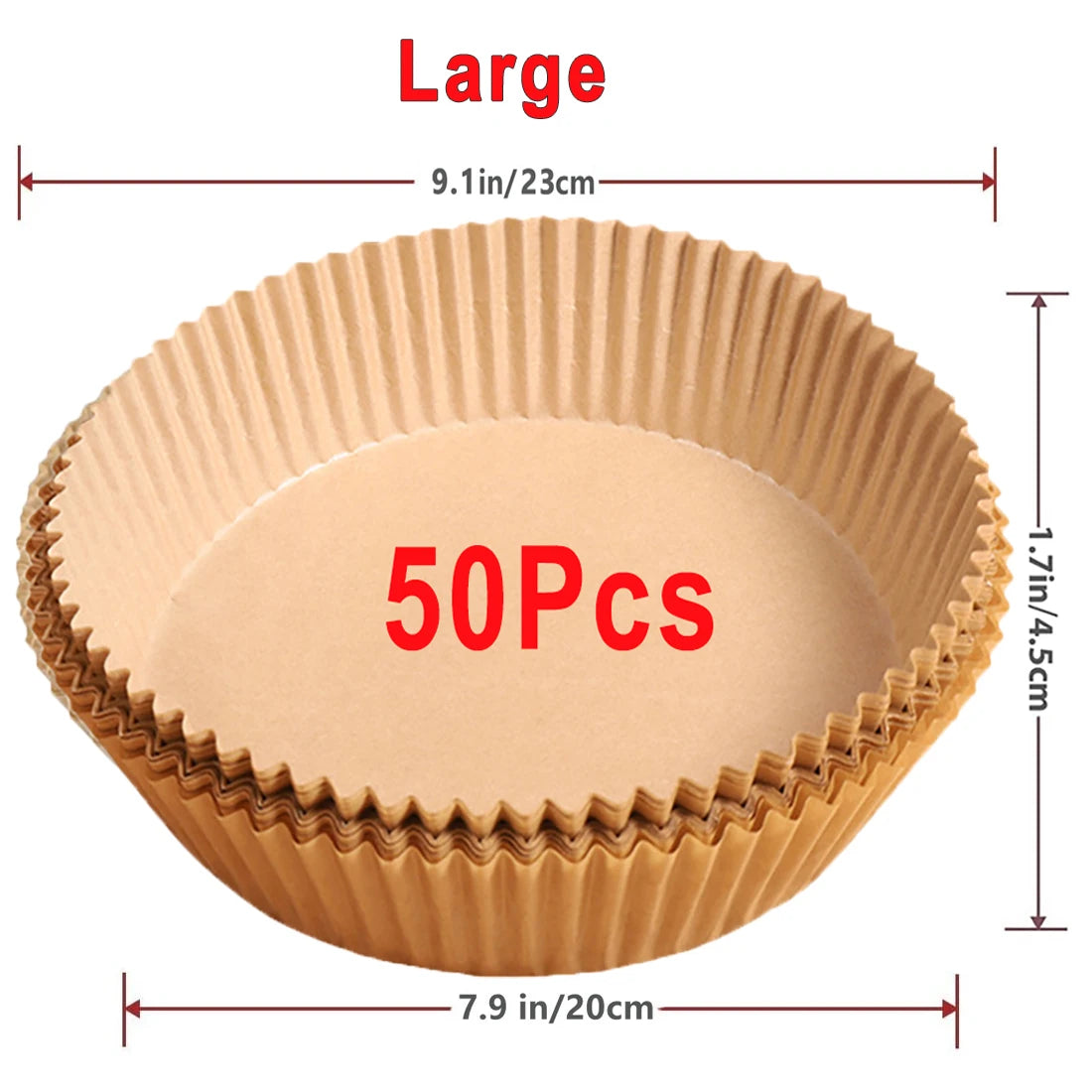 50/100Pcs Air Fryer Disposable Paper Non-Stick Airfryer Baking Papers Round Air-Fryer Paper Liners Paper Kitchen Accessories DailyAlertDeals Brown 50Pcs-20cm