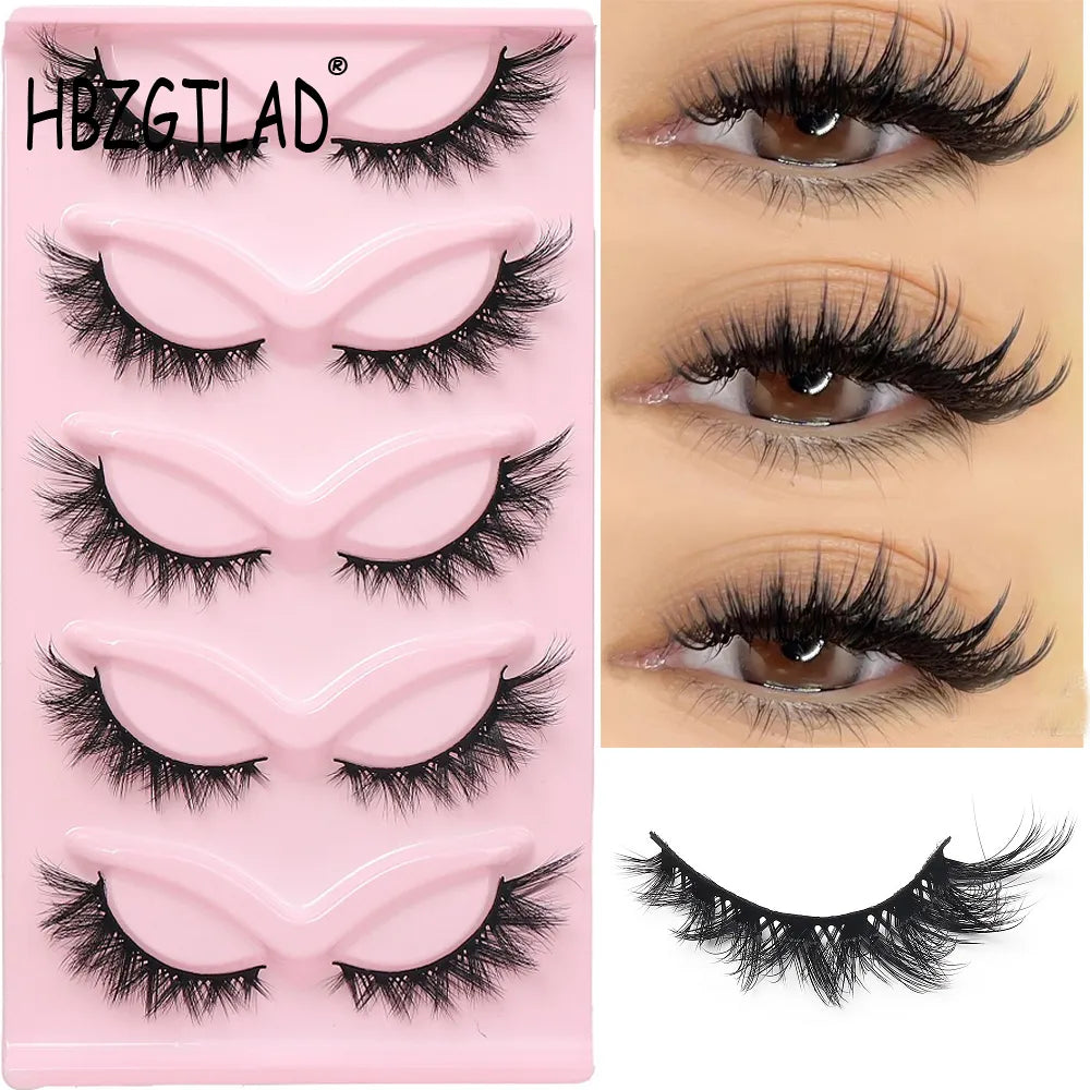 HBZGTLAD Cat eye Eyelashes 3D Natural False Lashes Fluffy Soft Cross 5 pairs Manga Lashes Wispy Natural Eyelash Extension Makeup DailyAlertDeals