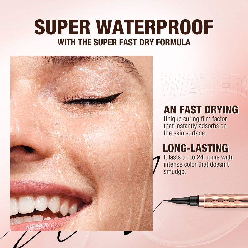 O.TWO.O Eyeliner Pencil Liquid Eye Liner Waterproof Smudge Proof Quick Drying 12 Hour Wear Ultra Fine Black Eyeliner for Arrows 0 DailyAlertDeals