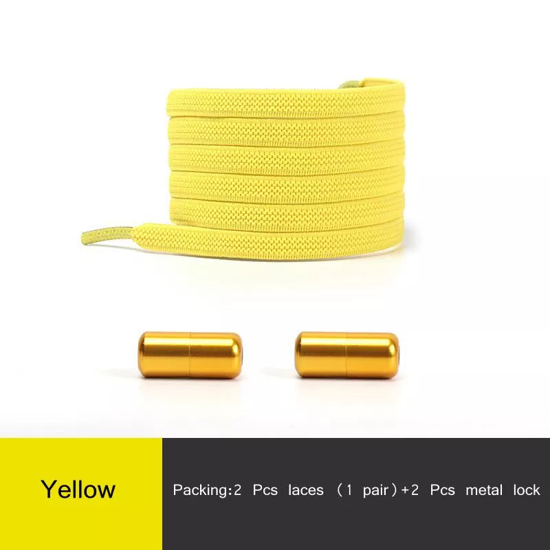 1Pair Multicolor Lock Elastic Sneaker Laces For Kids Adults and Elderly No Tie Shoelaces Quick Elastic Athletic Running Shoelace  DailyAlertDeals Yellow China