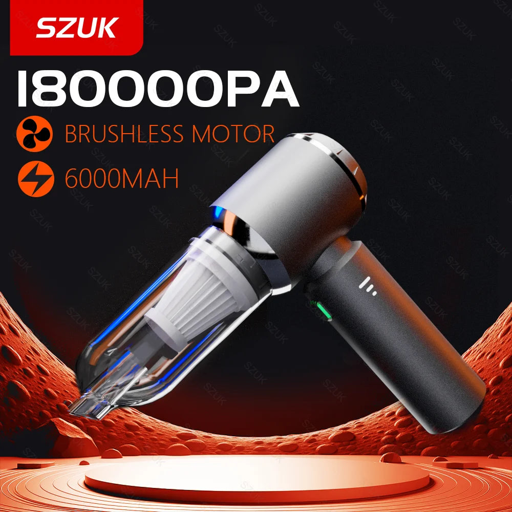 SZUK 180000PA Car Vacuum Cleaner Wireless Mini Handheld Strong Suction Cleaning Machine Portable Vacuum Cleaner for Car Home DailyAlertDeals