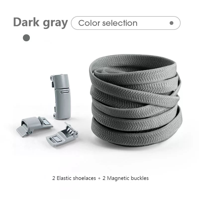Colorful Magnetic Lock Shoelaces without ties Elastic Laces Sneakers No Tie Shoe laces Kids Adult Flat Shoelace Rubber Bands DailyAlertDeals Dark Grey China