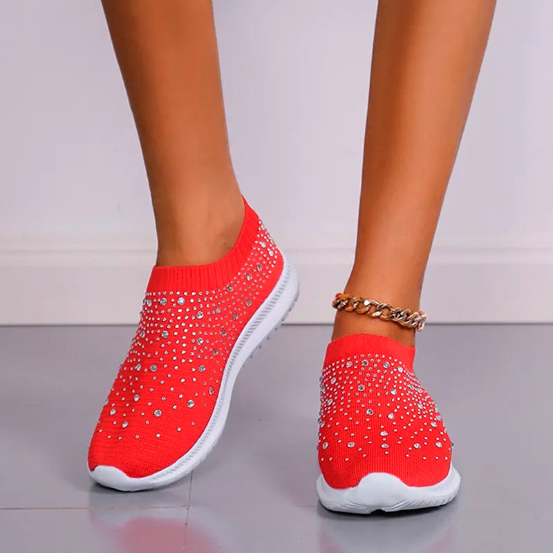 Rimocy Crystal Breathable Mesh Sneaker Shoes for Women Comfortable Soft Bottom Flats Plus Size 43 Non Slip Casual Shoes Woman DailyAlertDeals