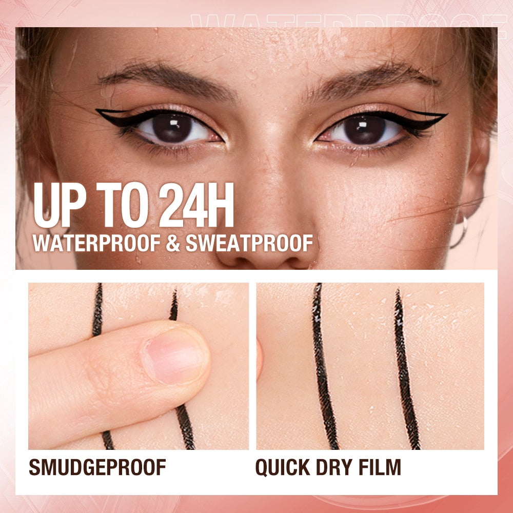 O.TWO.O Eyeliner Pencil Liquid Eye Liner Waterproof Smudge Proof Quick Drying 12 Hour Wear Ultra Fine Black Eyeliner for Arrows 0 DailyAlertDeals