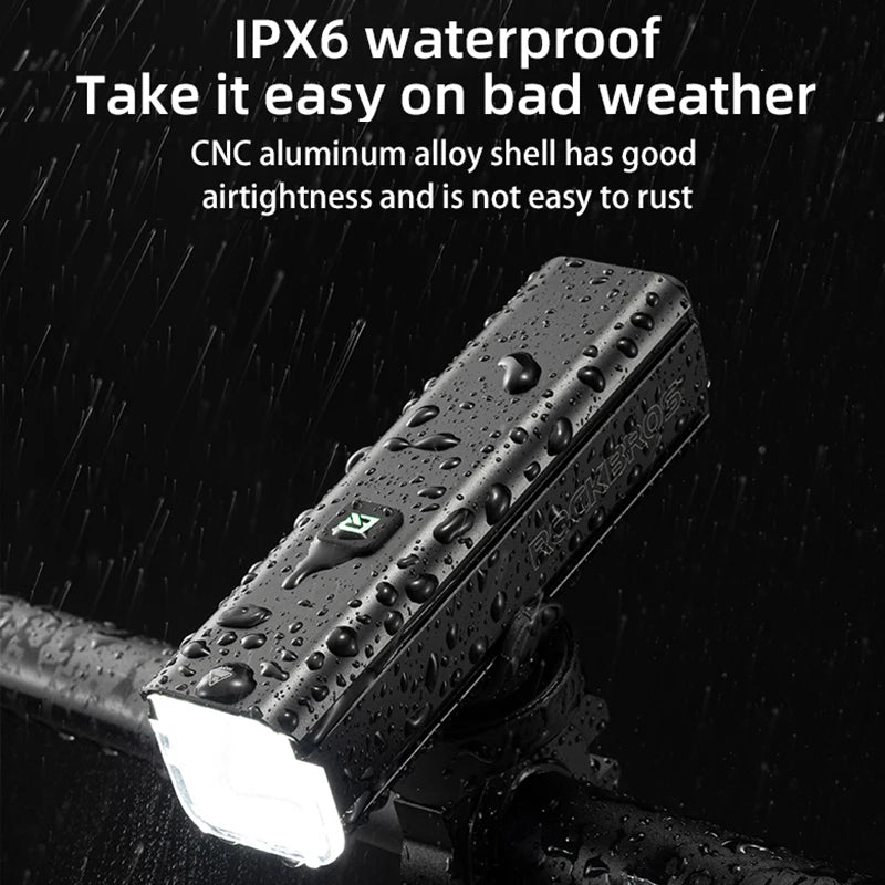 ROCKBROS 1000LM Bike Light Front Lamp Type-C Rechargeable LED 4500mAh Bicycle Light Waterproof Headlight Bike Accessories DailyAlertDeals
