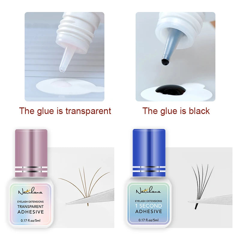 NATUHANA 5ml 1 Second Fast Drying Strong False Eye Lash Extension Glue Adhesive Retention 5-7 Weeks Low Smell Mink Eyelash Glue DailyAlertDeals