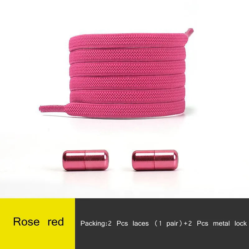 1Pair Multicolor Lock Elastic Sneaker Laces For Kids Adults and Elderly No Tie Shoelaces Quick Elastic Athletic Running Shoelace  DailyAlertDeals Rose red China