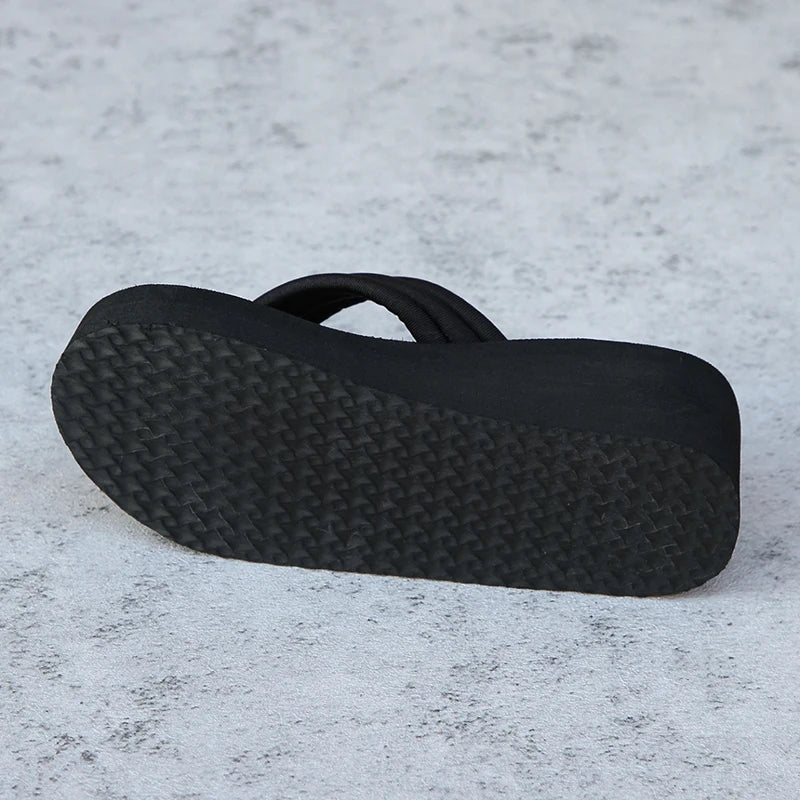 Clip Toe Platform Slippers for Women Solid Color Lightweight Wedges Flip Flops Woman Thick Bottom Non-Slip Slides Beach Shoes DailyAlertDeals