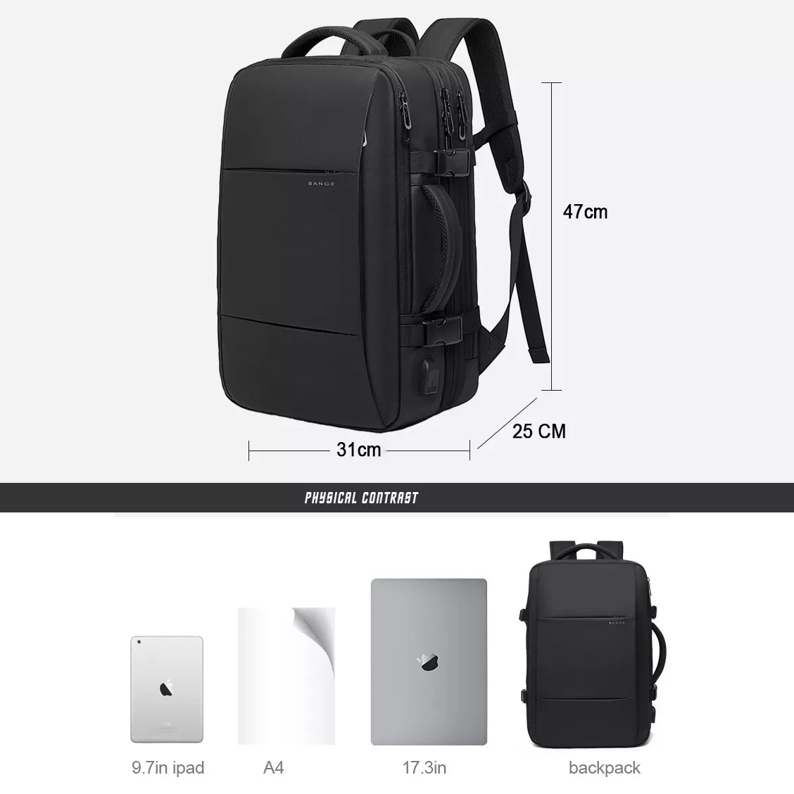 Travel Backpack Men Business Aesthetic Backpack School Expandable USB Bag Large Capacity 17.3 Laptop Waterproof Fashion Backpack DailyAlertDeals