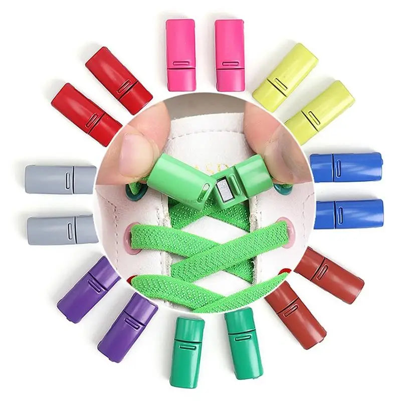 Colorful Magnetic Lock Shoelaces without ties Elastic Laces Sneakers No Tie Shoe laces Kids Adult Flat Shoelace Rubber Bands DailyAlertDeals