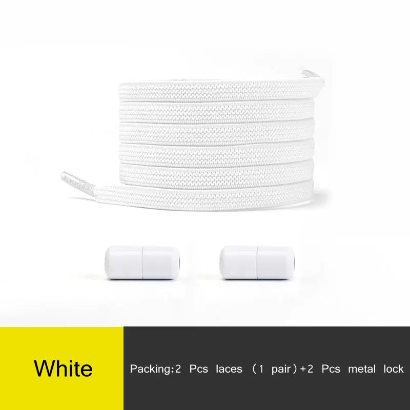 1Pair Multicolor Lock Elastic Sneaker Laces For Kids Adults and Elderly No Tie Shoelaces Quick Elastic Athletic Running Shoelace  DailyAlertDeals White China