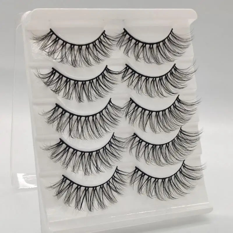 HBZGTLAD Cat eye Eyelashes 3D Natural False Lashes Fluffy Soft Cross 5 pairs Manga Lashes Wispy Natural Eyelash Extension Makeup DailyAlertDeals 5pairs-3D10