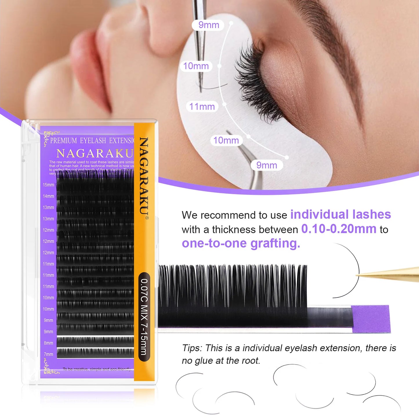 NAGARAKU All Size 6 Cases C D CC DD Curl Faux Mink Eyelashes Extension Individual Eyelashes Artificial Fake False Eyelashes DailyAlertDeals
