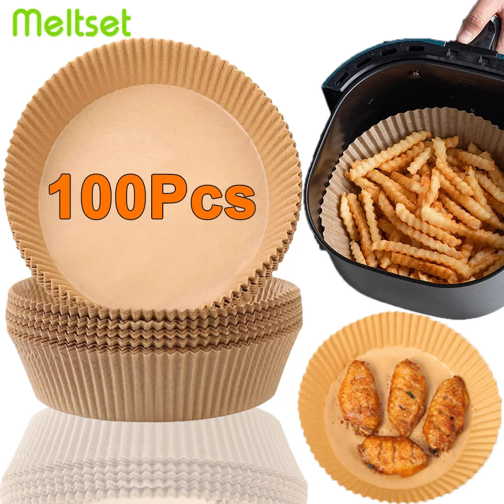 50/100Pcs Air Fryer Disposable Paper Non-Stick Airfryer Baking Papers Round Air-Fryer Paper Liners Paper Kitchen Accessories DailyAlertDeals
