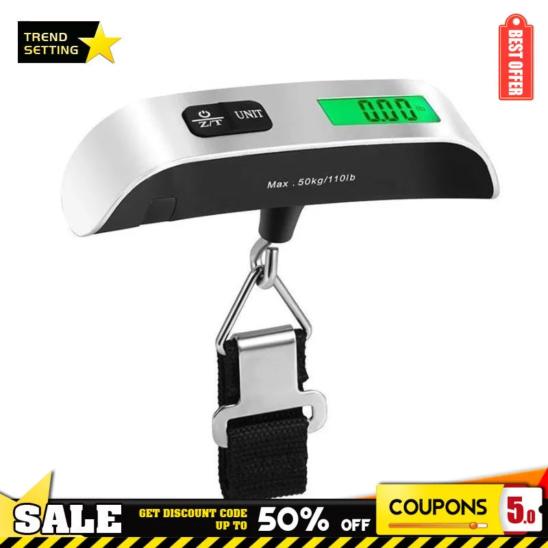 Portable Scale Digital LCD Display 110lb/50kg Electronic Luggage Hanging Suitcase Travel Weighs Baggage Bag Weight Balance Tool DailyAlertDeals China