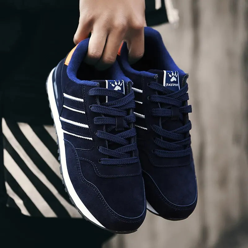 High Quality Men's Sneakers Leather Casual Shoes Autumn New Breathable Men Shoes DailyAlertDeals 44 Blue