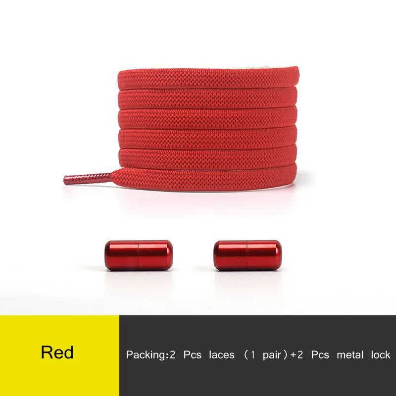 1Pair Multicolor Lock Elastic Sneaker Laces For Kids Adults and Elderly No Tie Shoelaces Quick Elastic Athletic Running Shoelace  DailyAlertDeals Red China